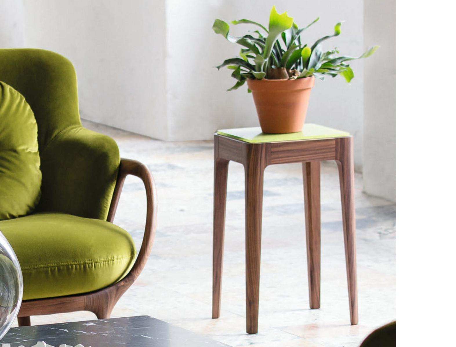 Square walnut high side table | Ziggy 2 by Porada