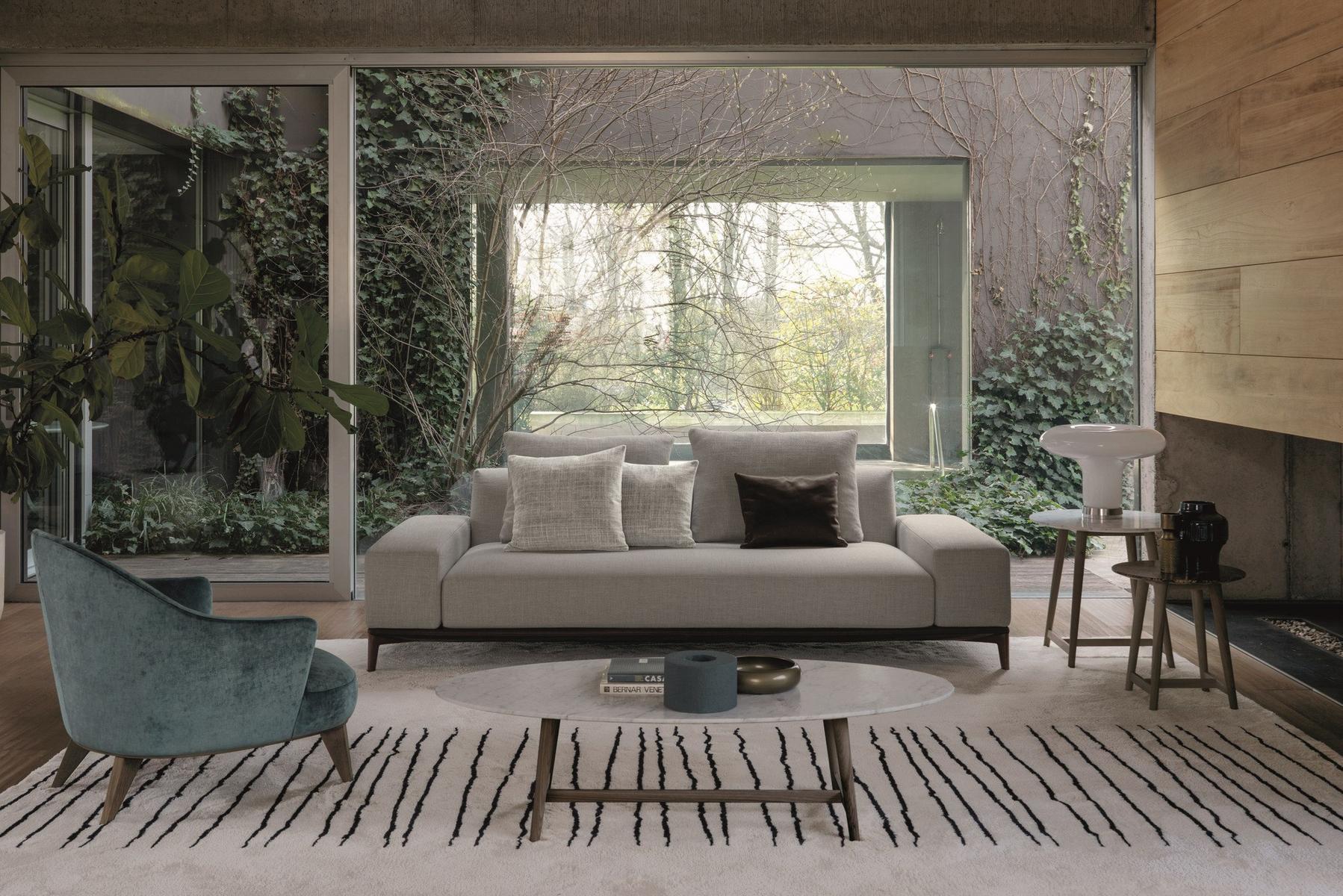 Fabric armchair with removable cover with footstool | Alasia by Desiree