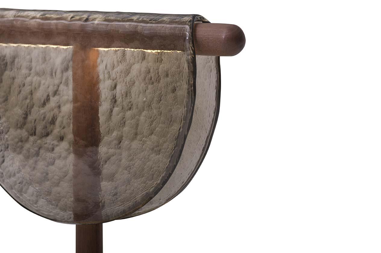 LED glass and solid oak table lamp | Dalì by Tonin Casa