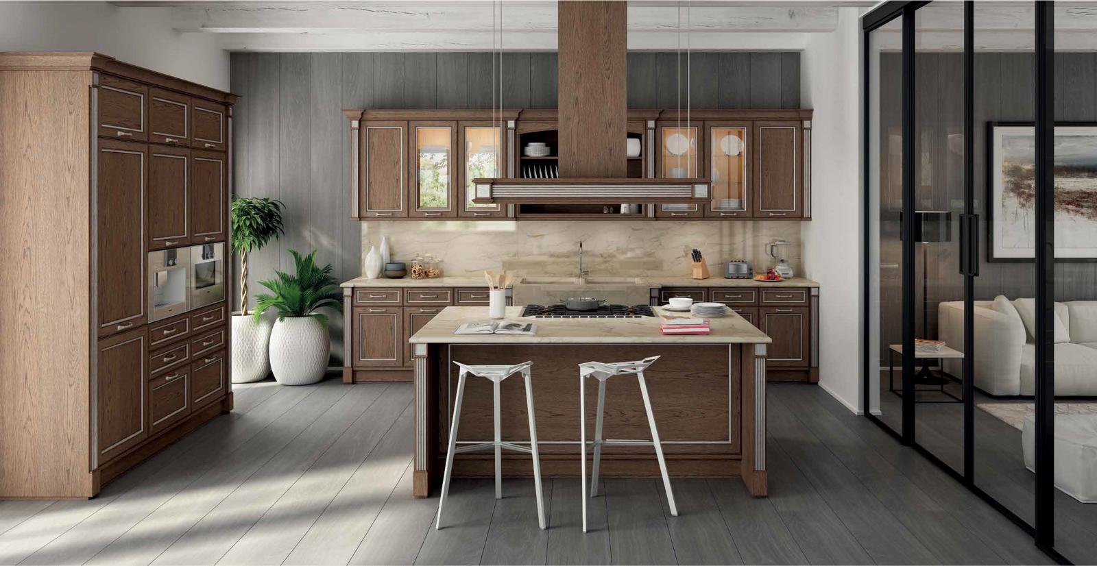 Wood kitchen with handles FM bottega d'Arte Milano