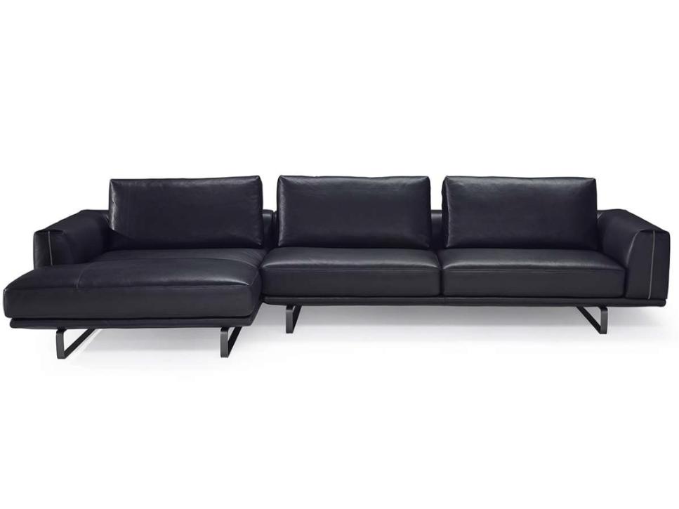 Leather sofa with chaise longue | Tempo by Natuzzi Italia