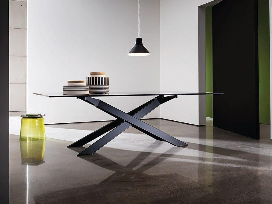 Rectangular glass table | Cross by Sovet