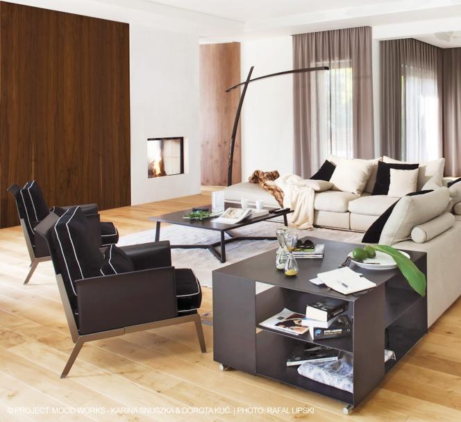 Metal and leather coffee table with storage space | Groundpiece by Flexform