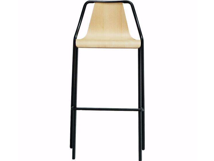 High metal stool with back | Ola by Midj