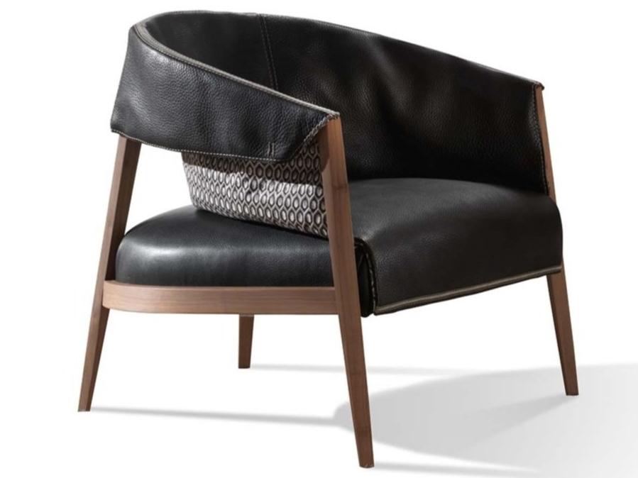 Leather armchair with armrests | Liza by Frigerio