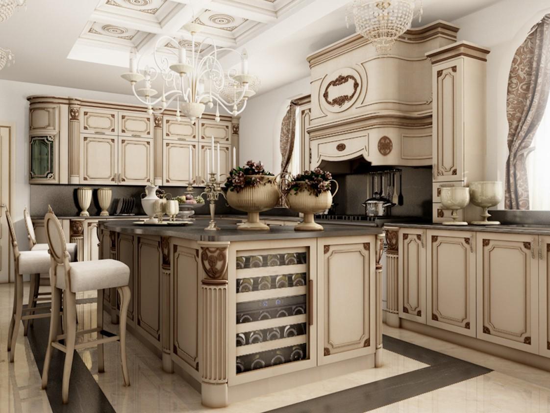 Custom solid wood kitchen with island Martini interiors New York