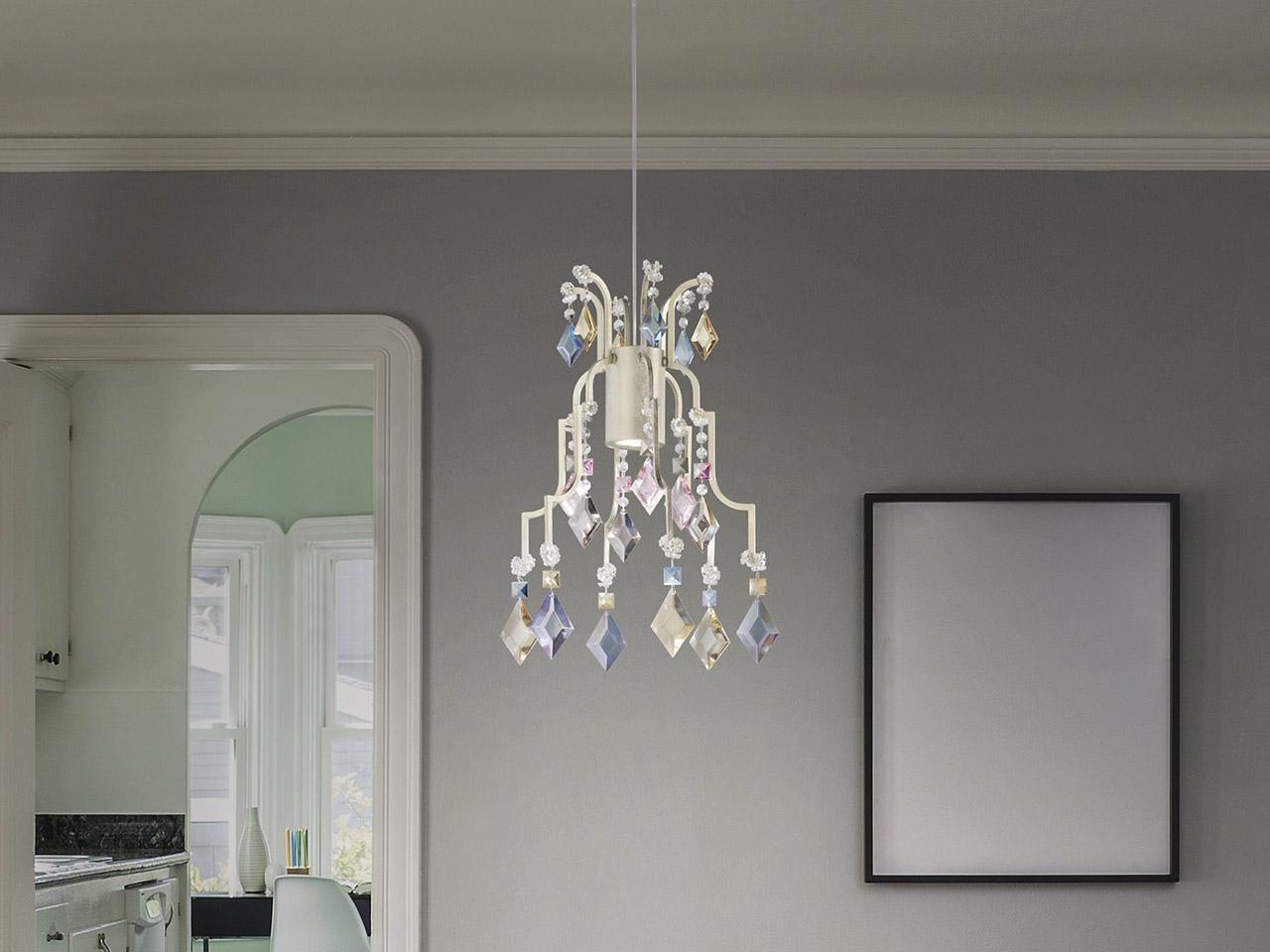 Halogen metal pendant lamp with crystals | Lizzi S1 by Masiero