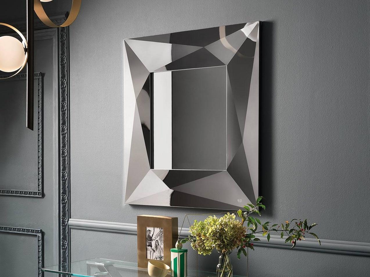 Wall-mounted framed mirror | Diamond by Riflessi