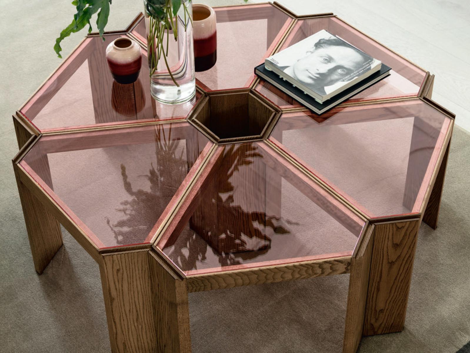 Modular triangular solid wood coffee table | Tony by Porada
