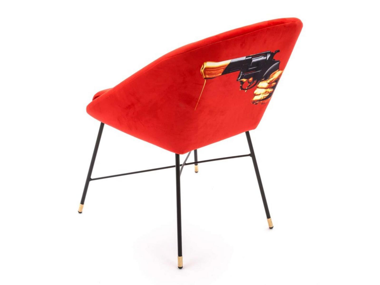 Upholstered fabric chair with armrests | Revolver by Seletti