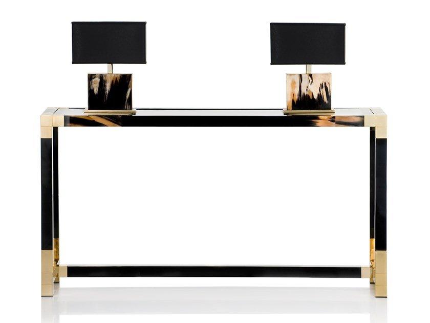 Rectangular wooden console table with glass top | Alcamo 1445 by Arcahorn