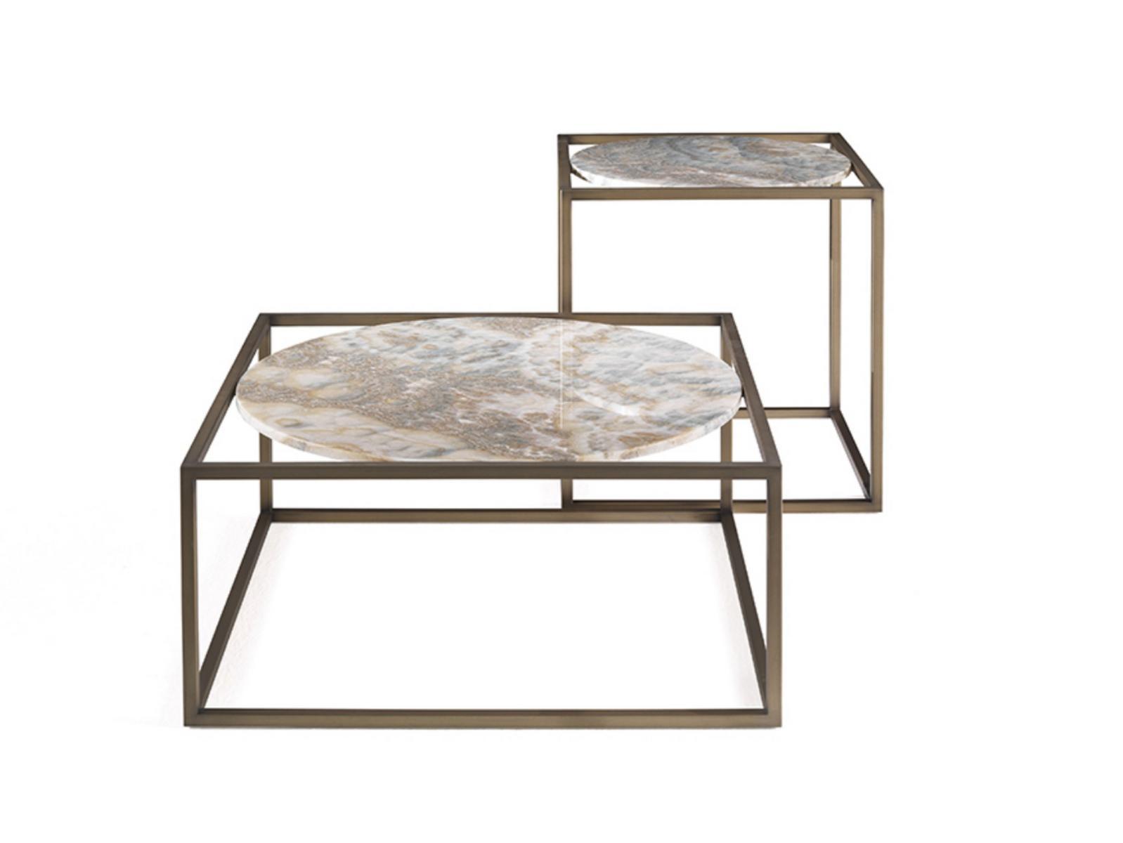 Low square onyx and metal coffee table | Norrebro by Gianfranco Ferre Home
