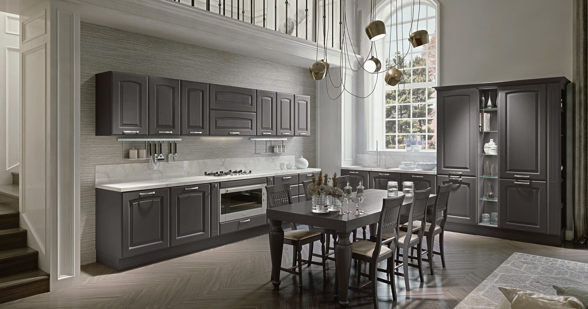 Veneer kitchen with handles Lube Cucine Veronica