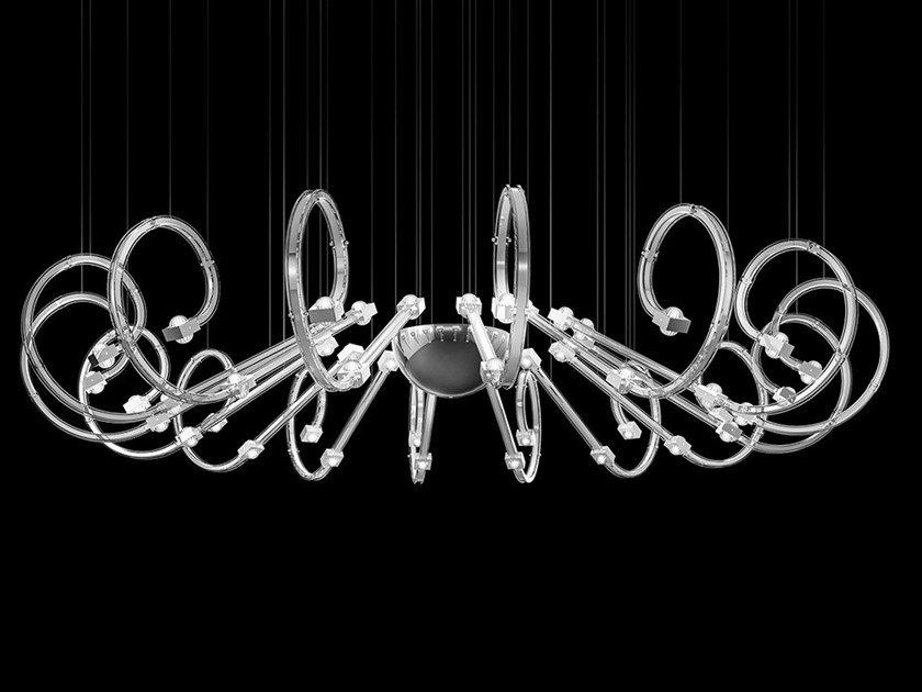 LED metal chandelier with crystals | Raqam Q6 by Masiero