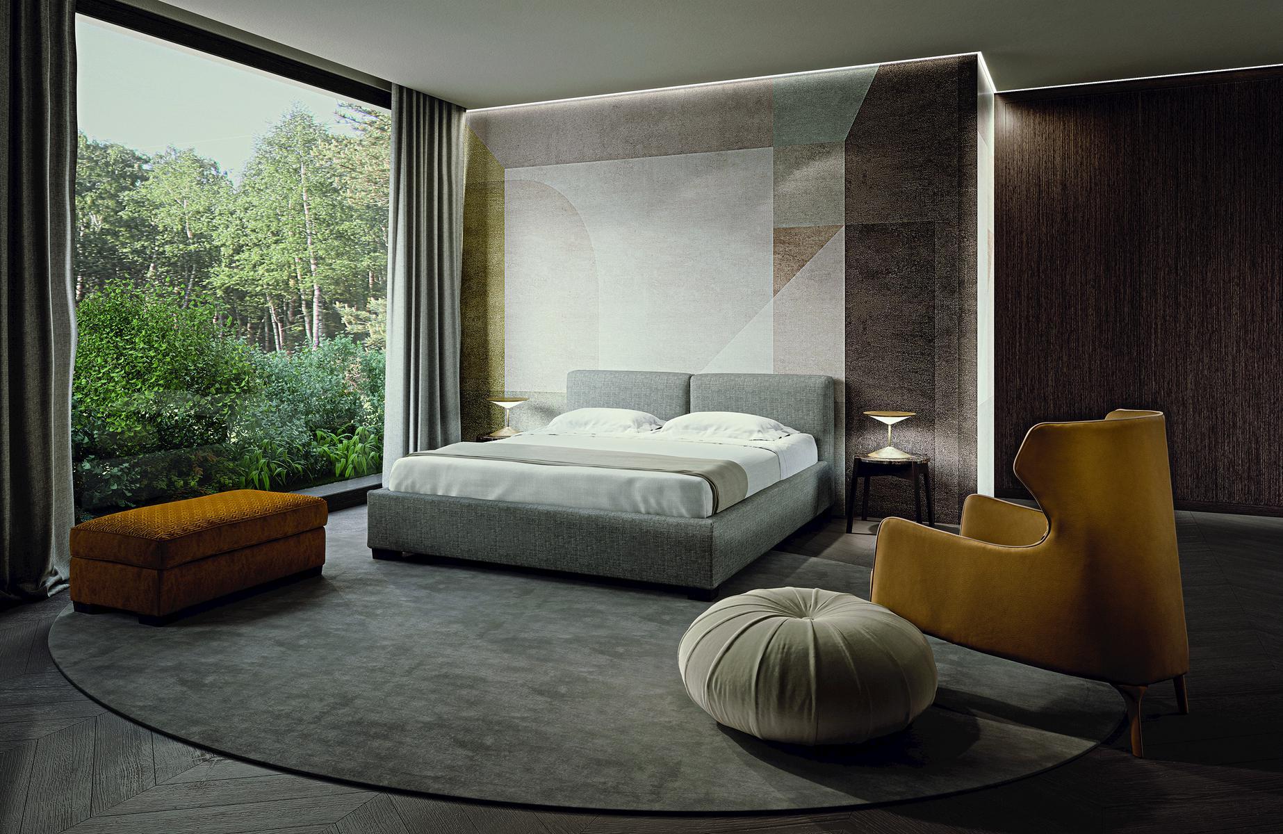 Fabric double bed | Tiberio by Frigerio