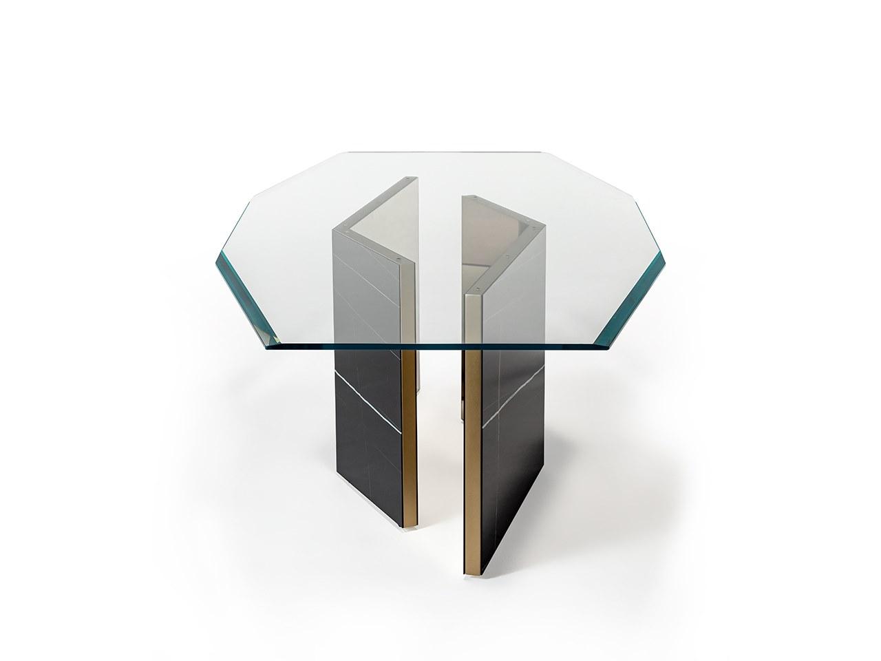 Octagonal glass dining table | Cubitum 72 by Reflex