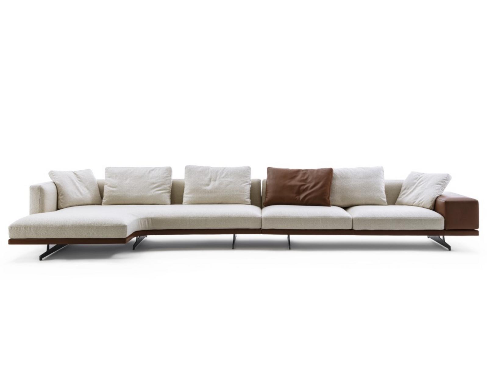 Modular fabric sofa with chaise longue | Horizon by Frigerio