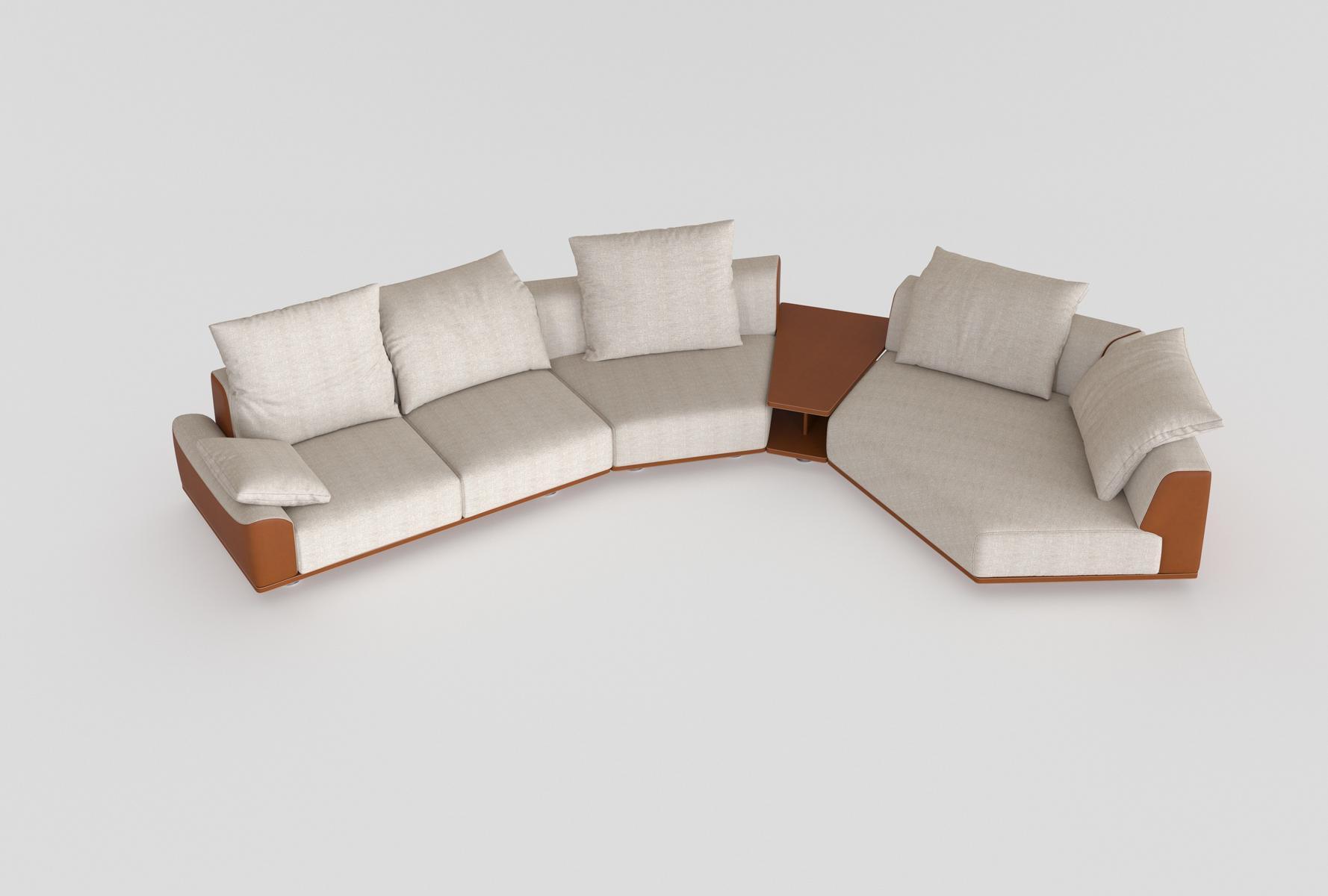 Sectional leather and fabric sofa | Grand Tour Ii by Mantellassi 1926