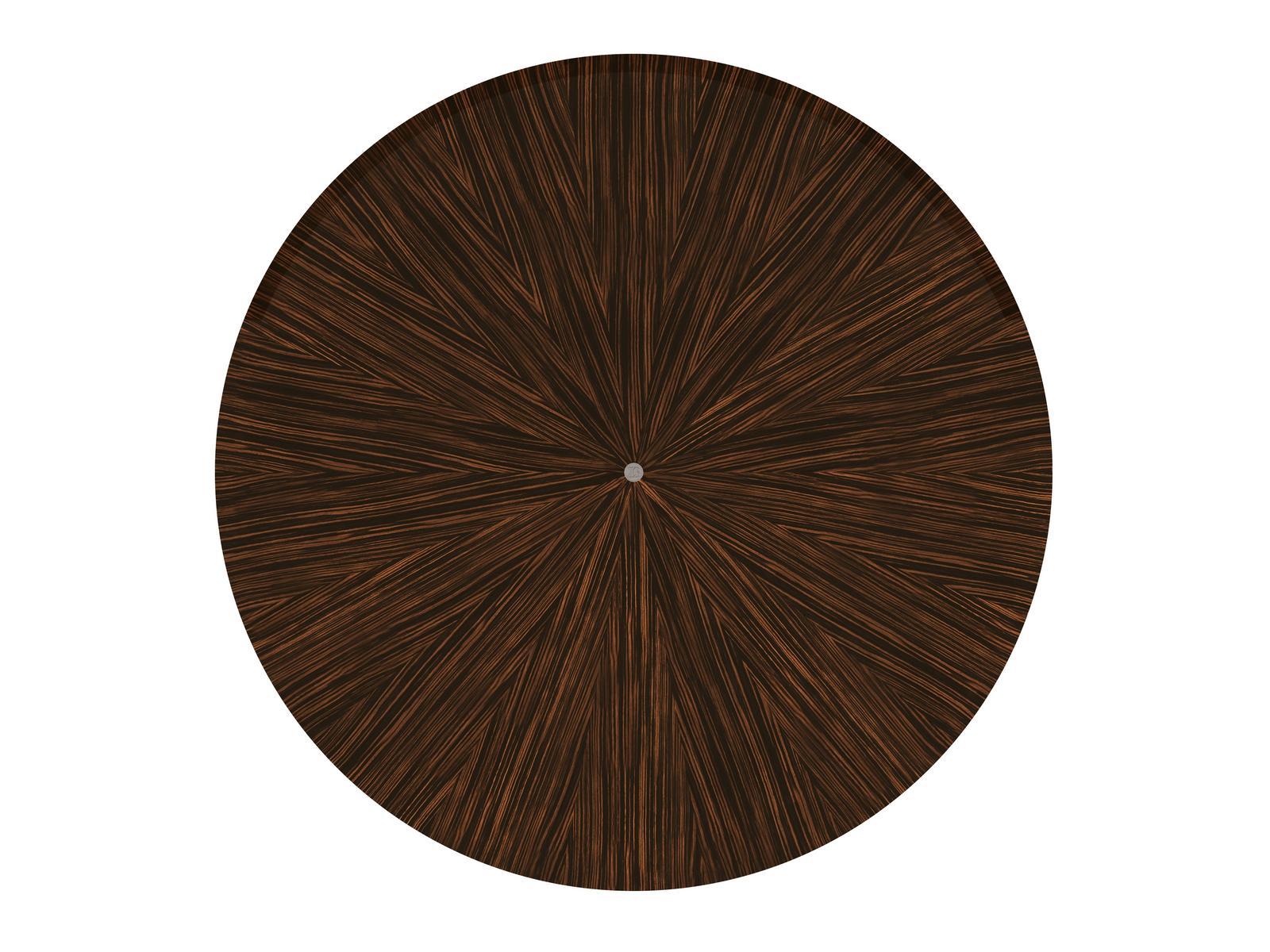 Round table in ebony and base covered in leather | Omega by Bruno Zampa