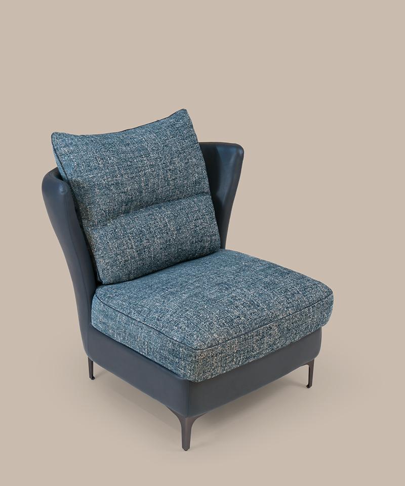 Leather and fabric armchair | Voltaire by Borzalino