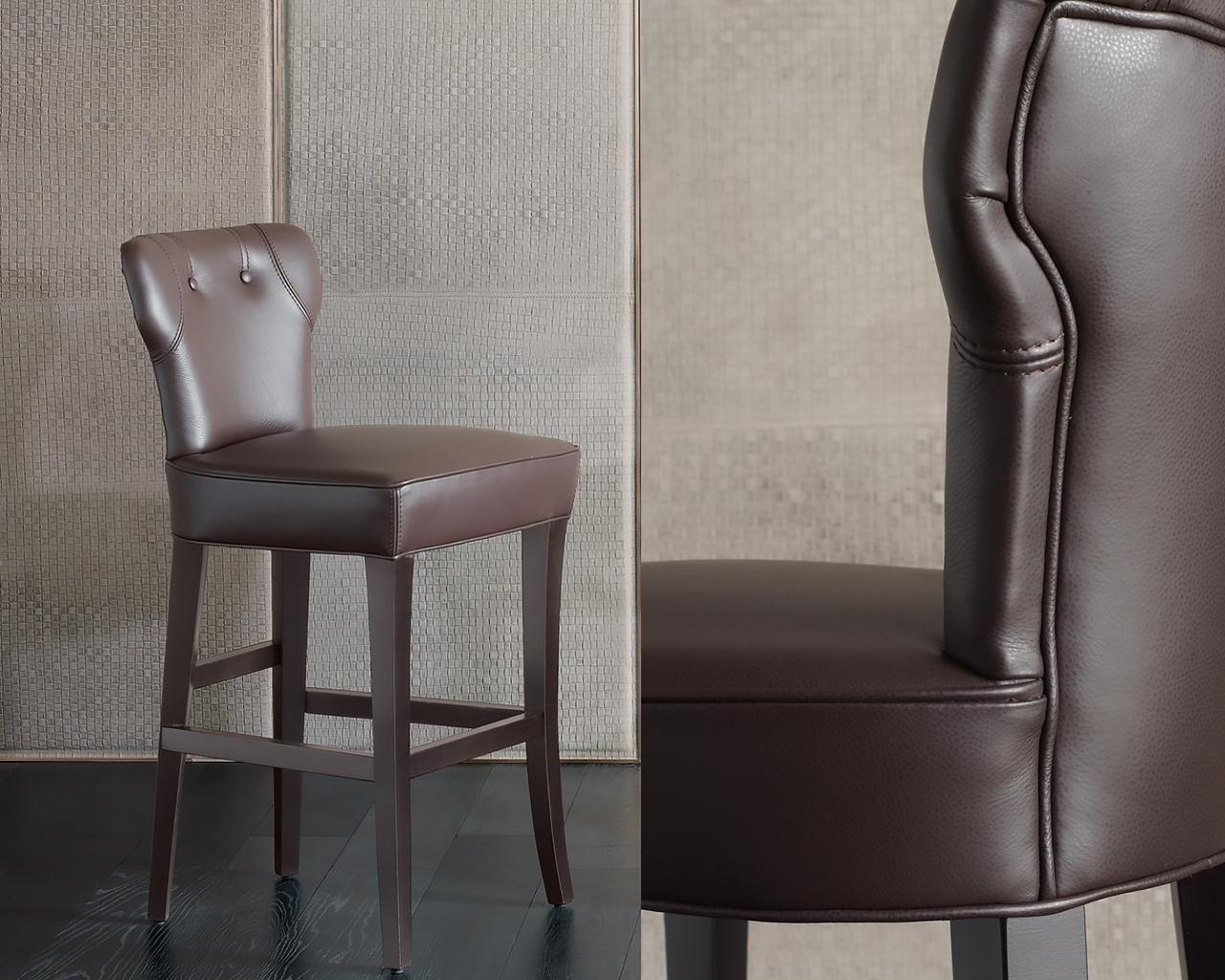 Leather bar chair in a classic style | Guendalina by Rugiano