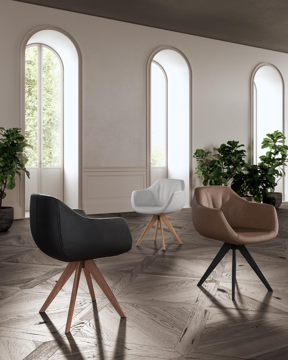 Upholstered chair with armrests | Delia by Ozzio Italia