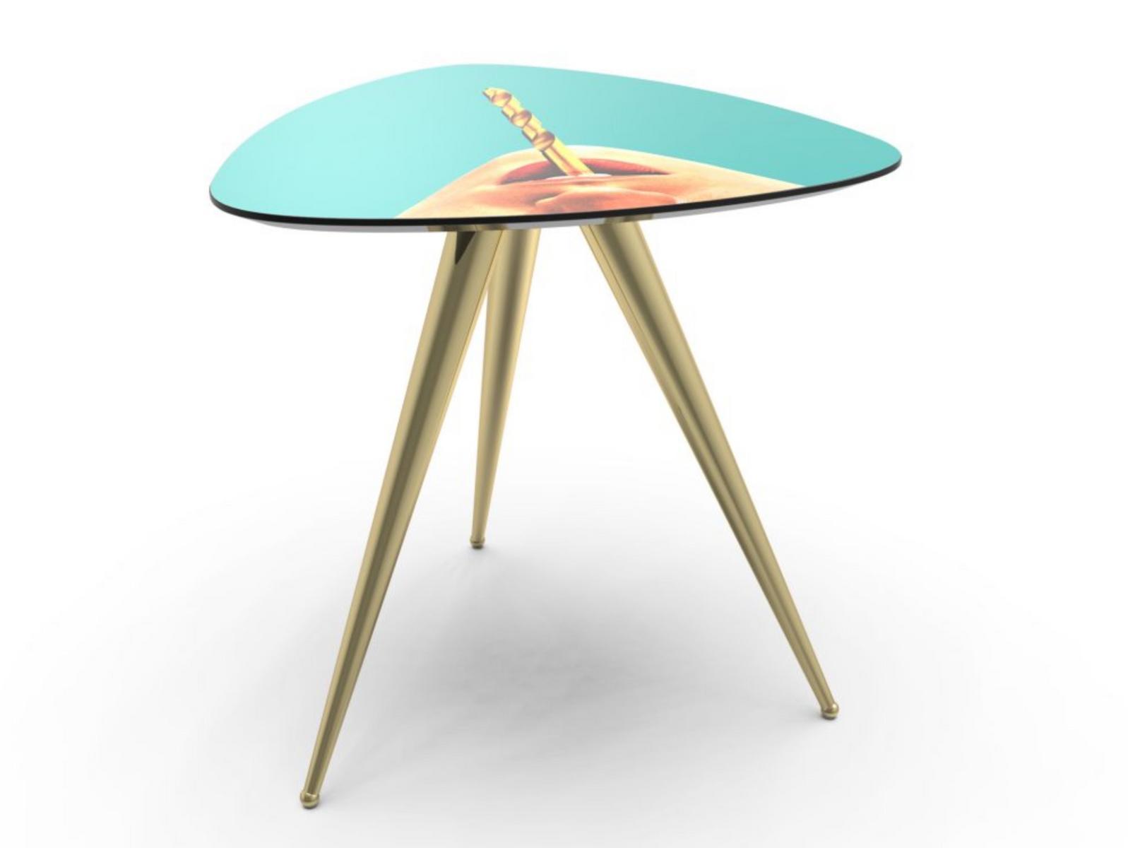 Triangular coffee table with MDF top and metal legs | Drill by Seletti