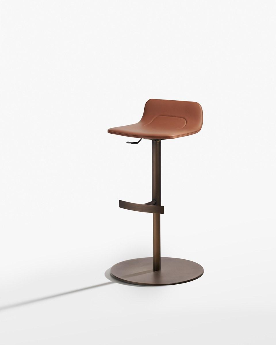 Contemporary style height-adjustable high leather stool with gas lift | Torso by Potocco