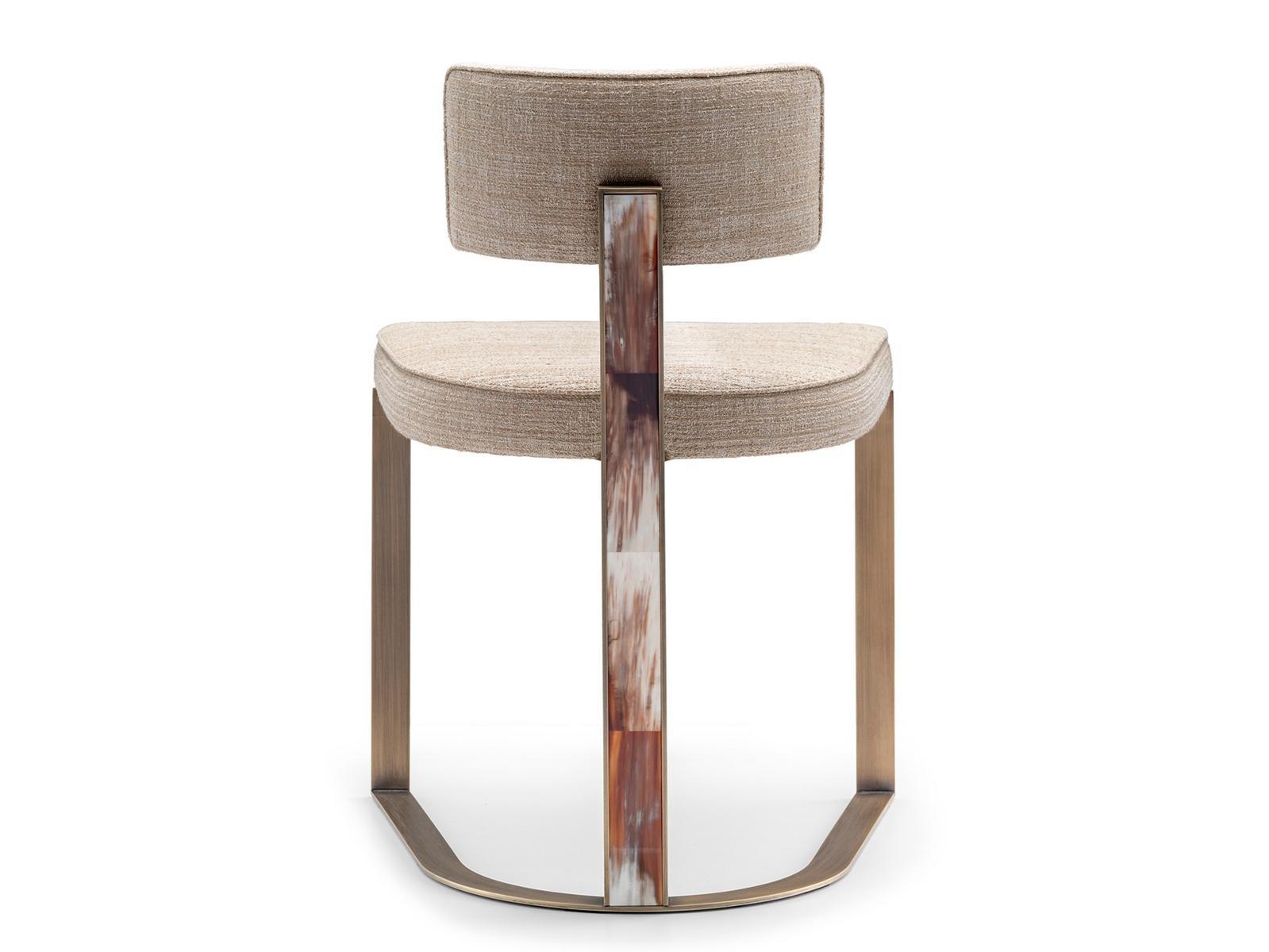 Upholstered fabric chair with burnished metal base | Sveva 6042b by Arcahorn
