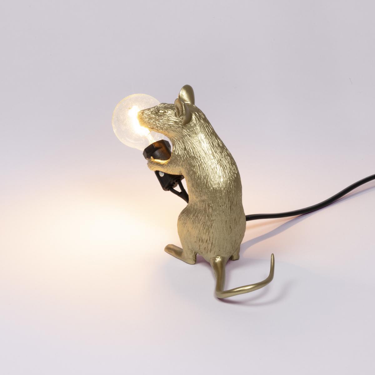 LED resin table lamp | Mouse Lamp Gold - Mac by Seletti