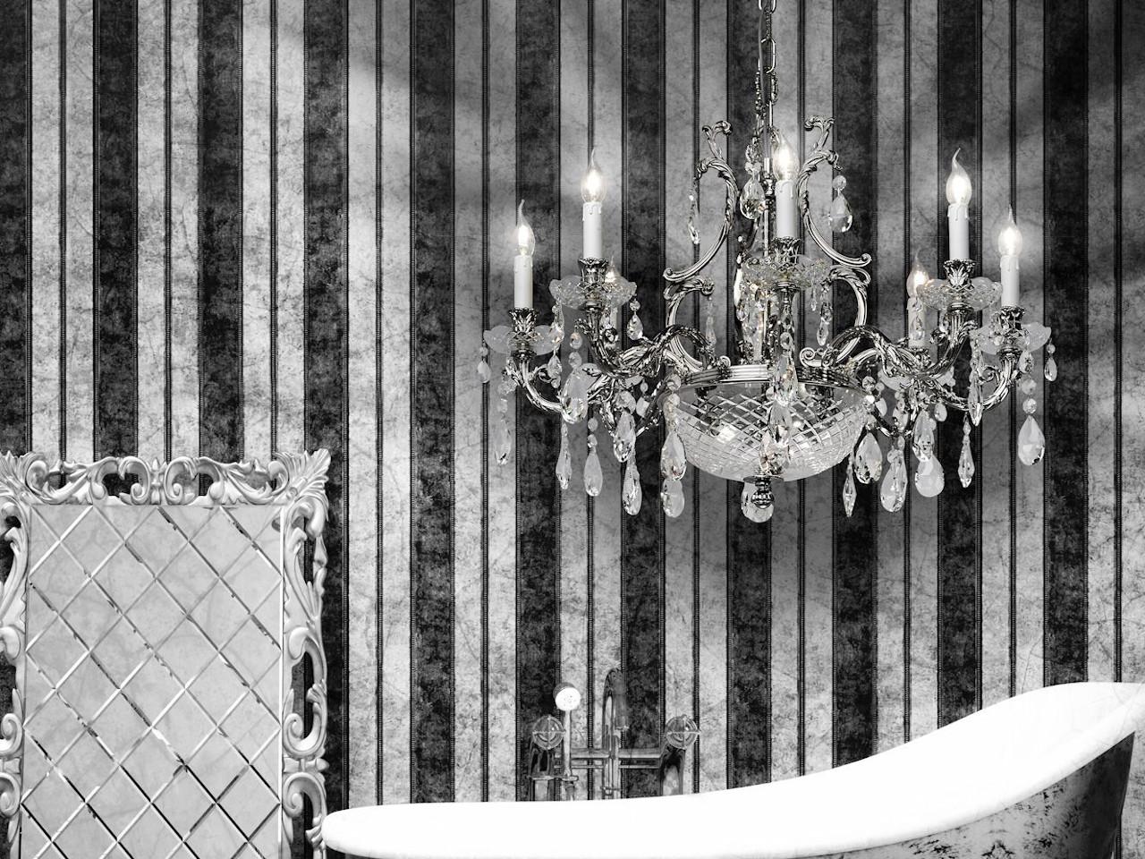 Polish nickel chandelier with Schoeler crystals | Grace 1663/8+2-sh/g by Possoni Illuminazione