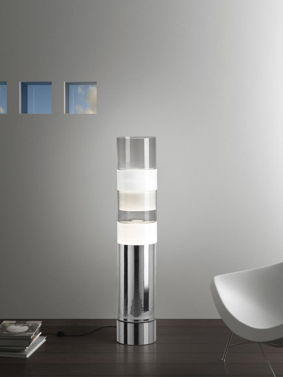 LED metal and blown glass floor lamp | Stacking B by Leucos