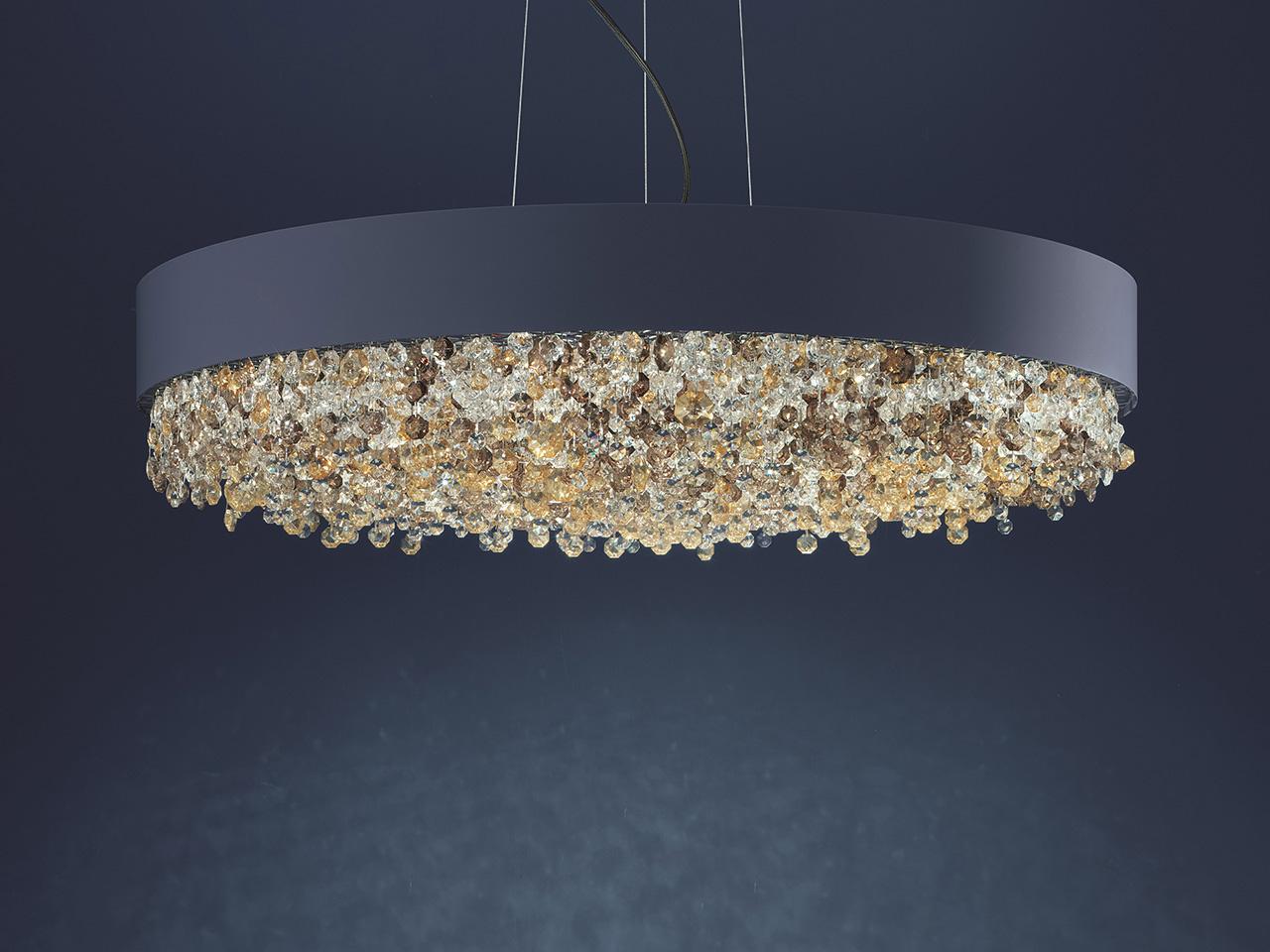 LED metal pendant lamp with crystals | Olá S6 90 by Masiero