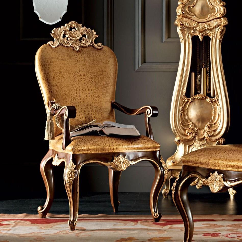 Upholstered leather chair with armrests | 11506 by Modenese Gastone