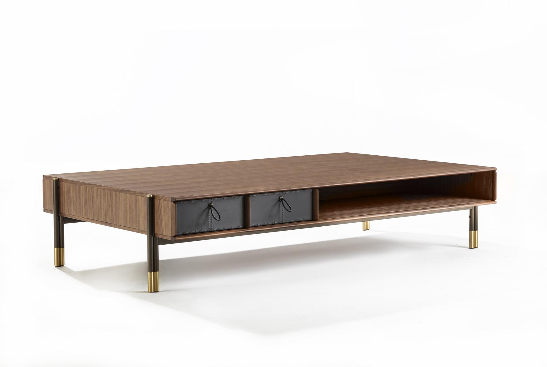 Low rectangular coffee table in canaletta walnut | Bayus by Porada