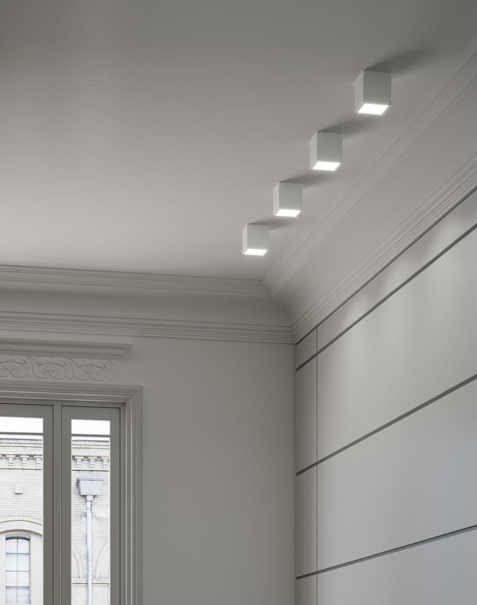 Glass and aluminium wall lamp / ceiling lamp | Three by Panzeri