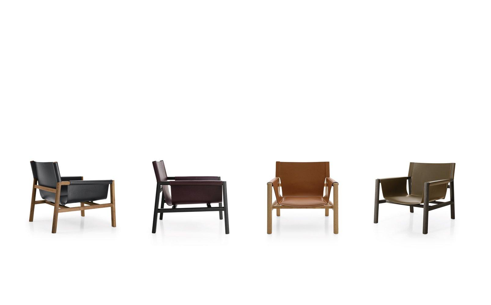 Tanned leather armchair with armrests | Pablo by B&B Italia