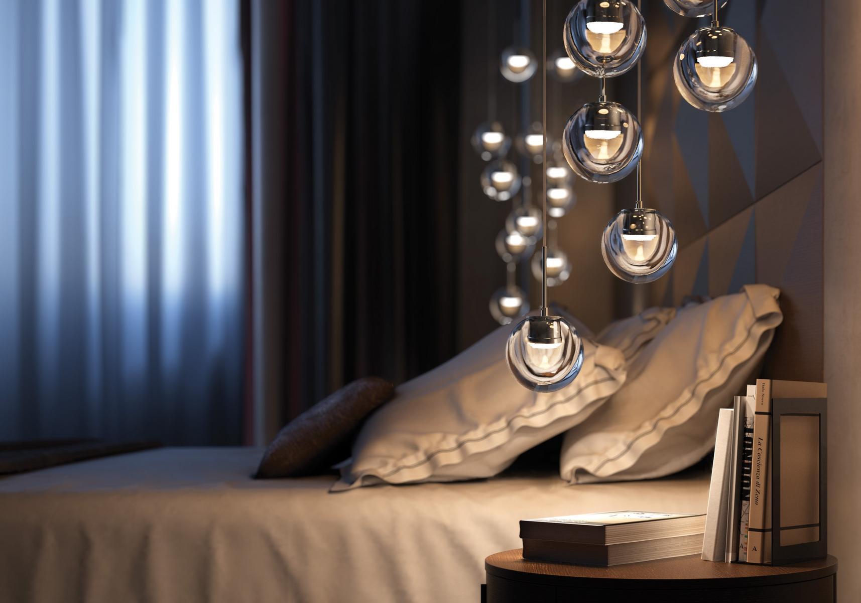 LED glass and aluminium pendant lamp | Dew by Kundalini