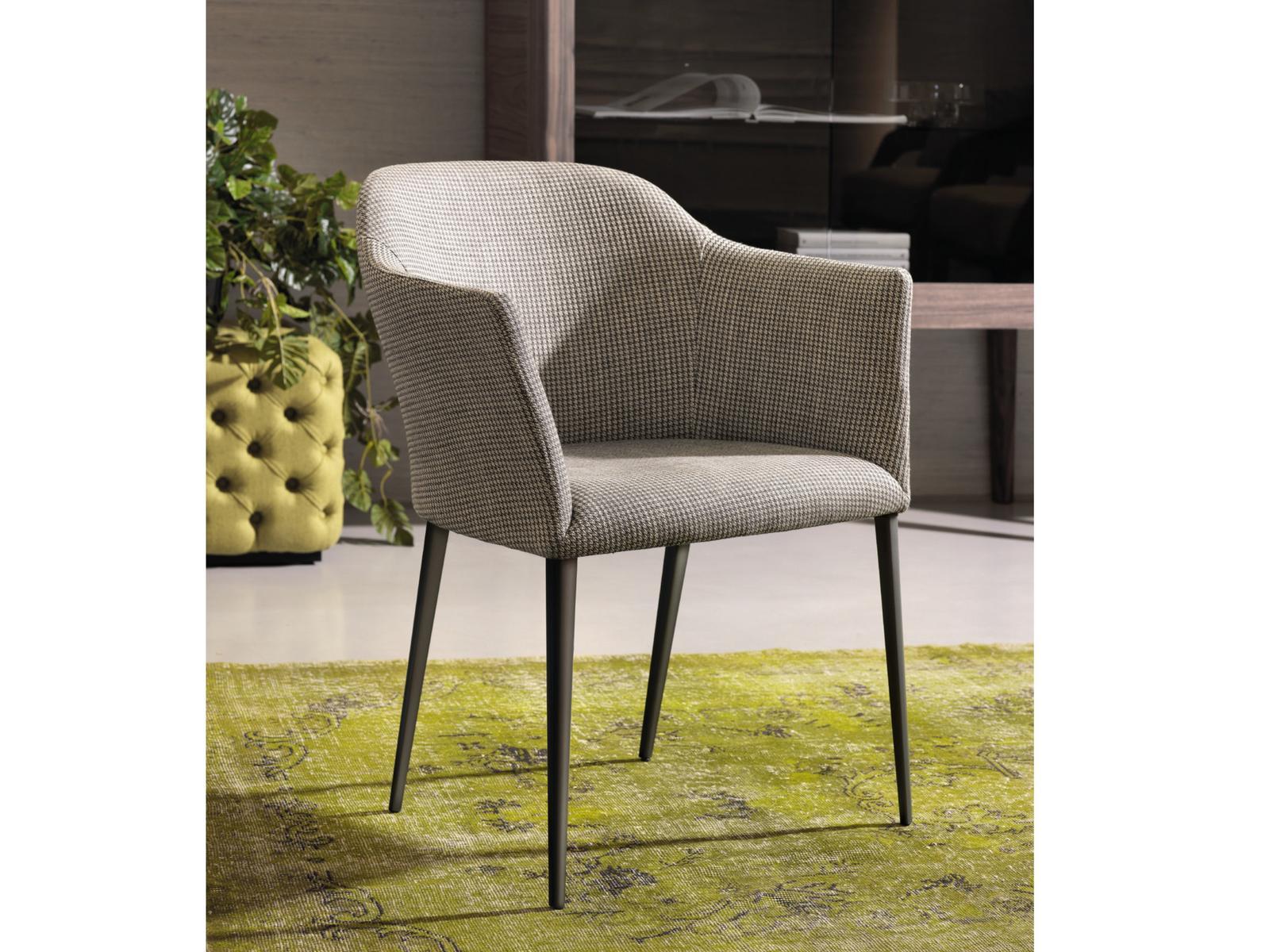 Upholstered fabric chair with armrests | Grace by Porada