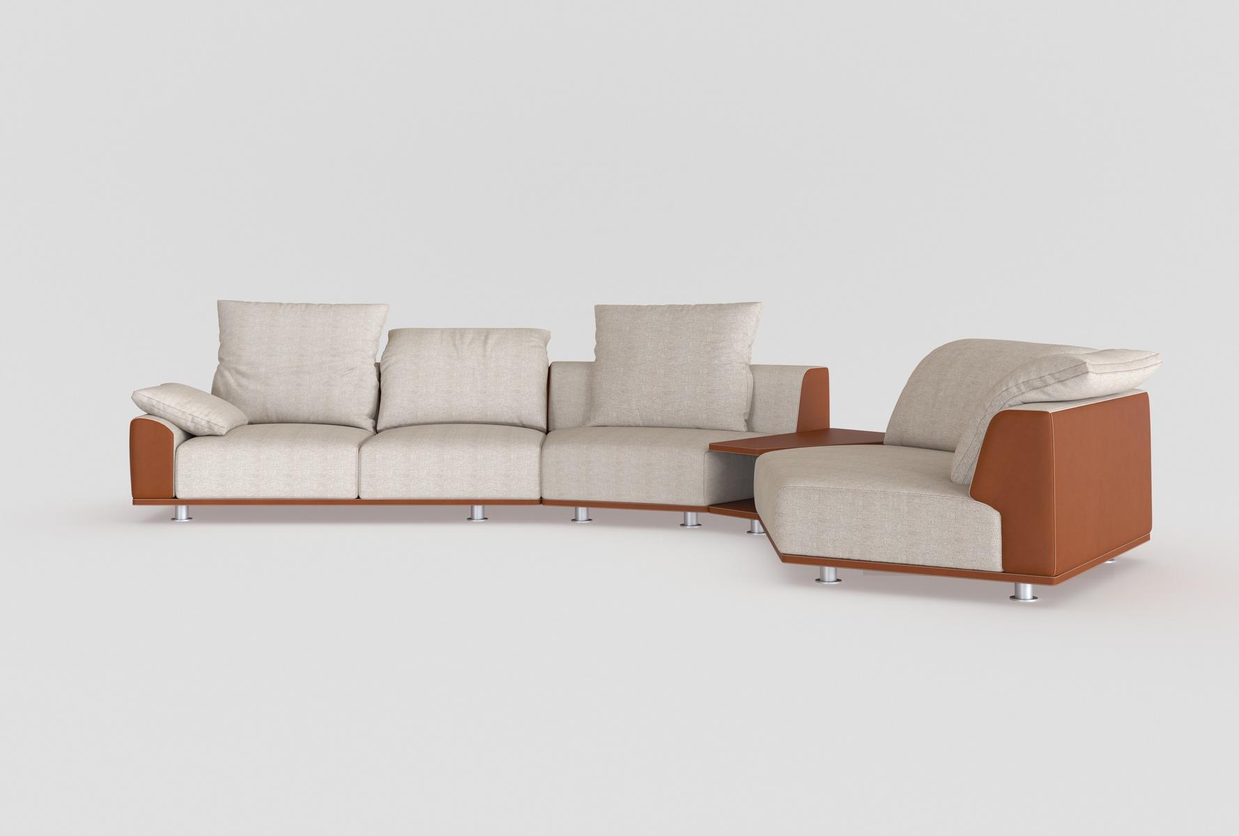 Sectional leather and fabric sofa | Grand Tour Ii by Mantellassi 1926