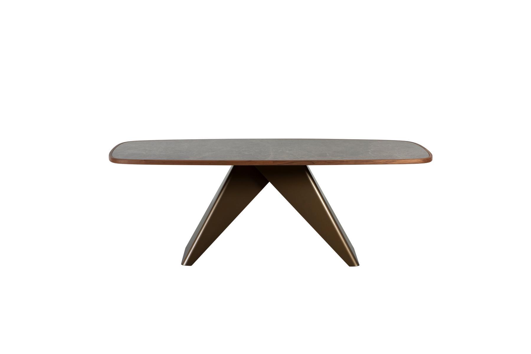 Rectangular table in porcelain stoneware and steel base | Maitre by Tonin Casa