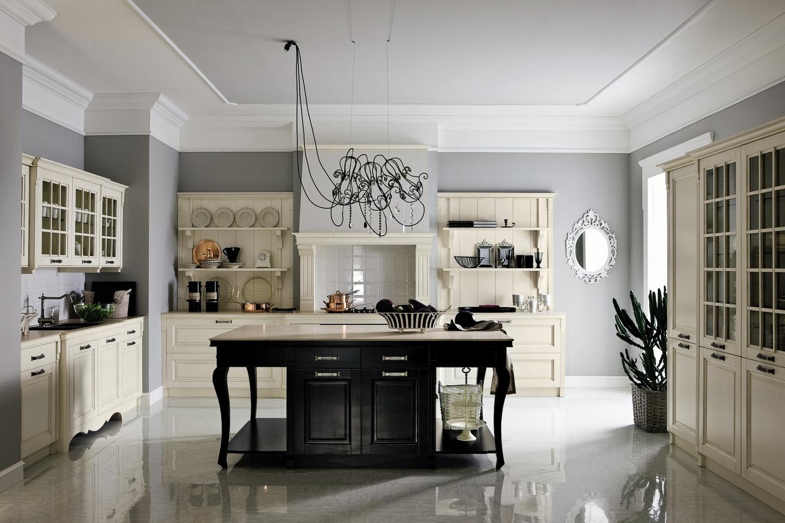 Wood kitchen with handles Old Line Queen