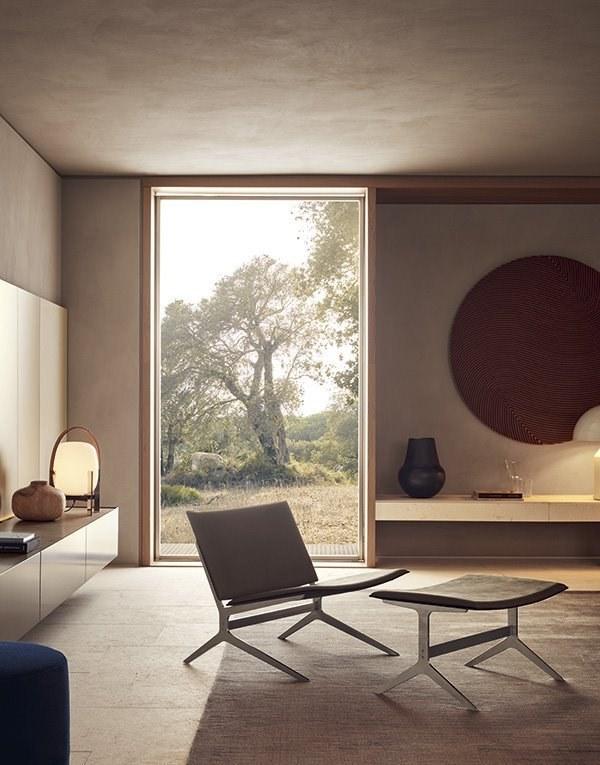 Leather armchair with footstool | Kay Lounge by Poliform