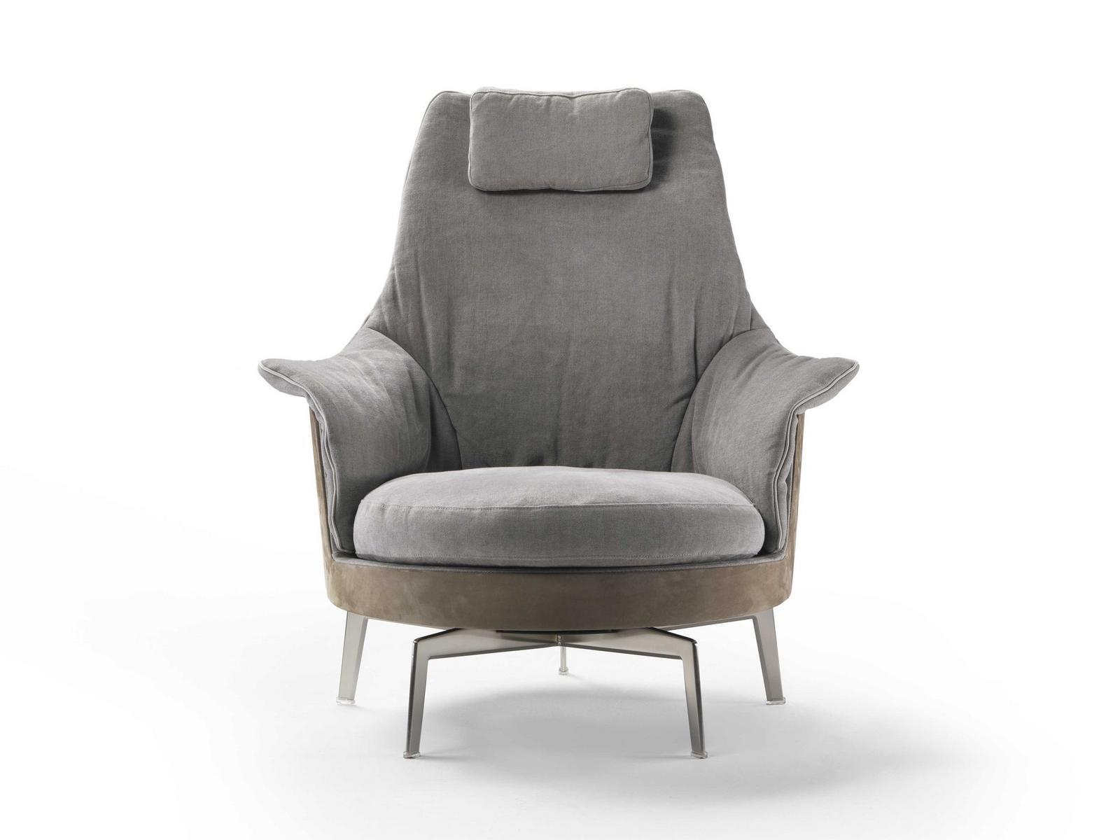 Swivel high-back fabric armchair | Guscioalto Light by Flexform