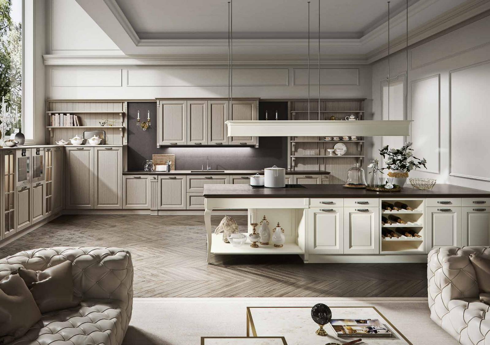 Wood kitchen with handles Old Line Queen