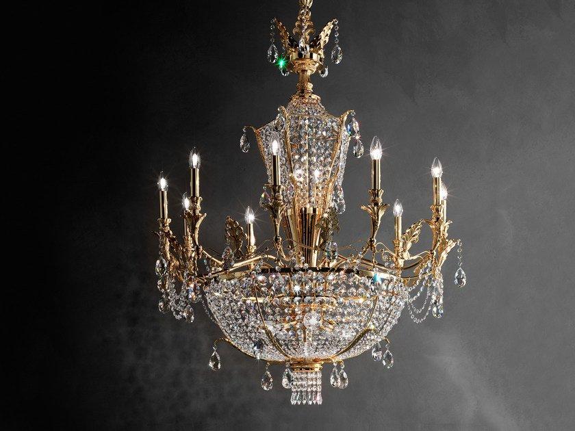 Incandescent brass chandelier with crystals | Impero & Deco Ve 803 13+6 by Masiero