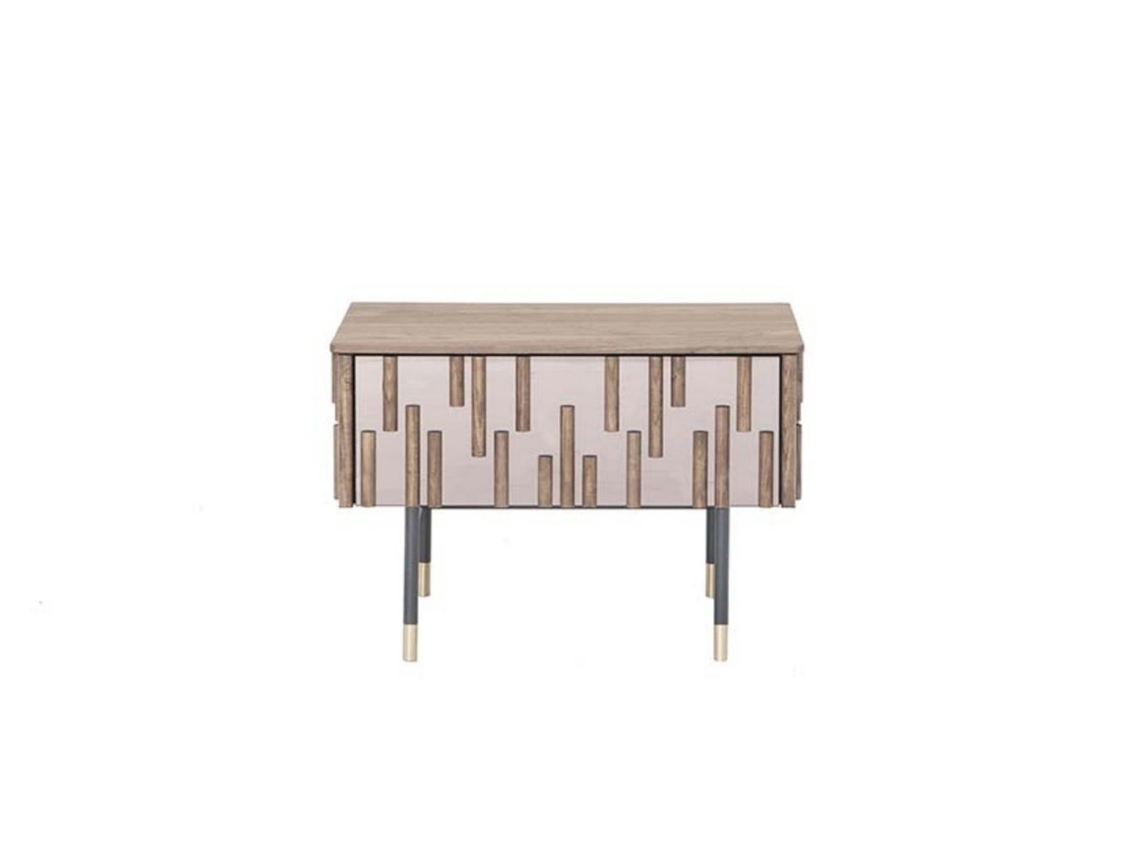 Wood and glass bedside table with drawers | Drops by Tonin Casa