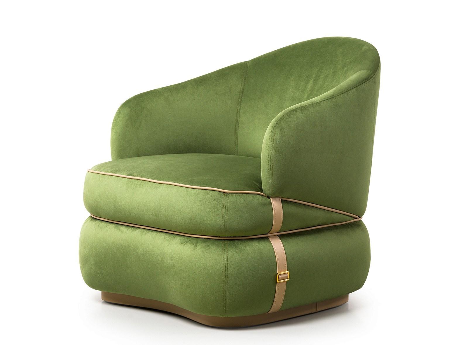 Velvet armchair with armrests | Bloom by Turri