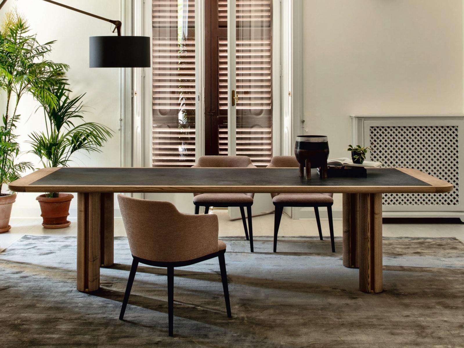 Rectangular ash table with glass insert | Quadrifoglio by Porada