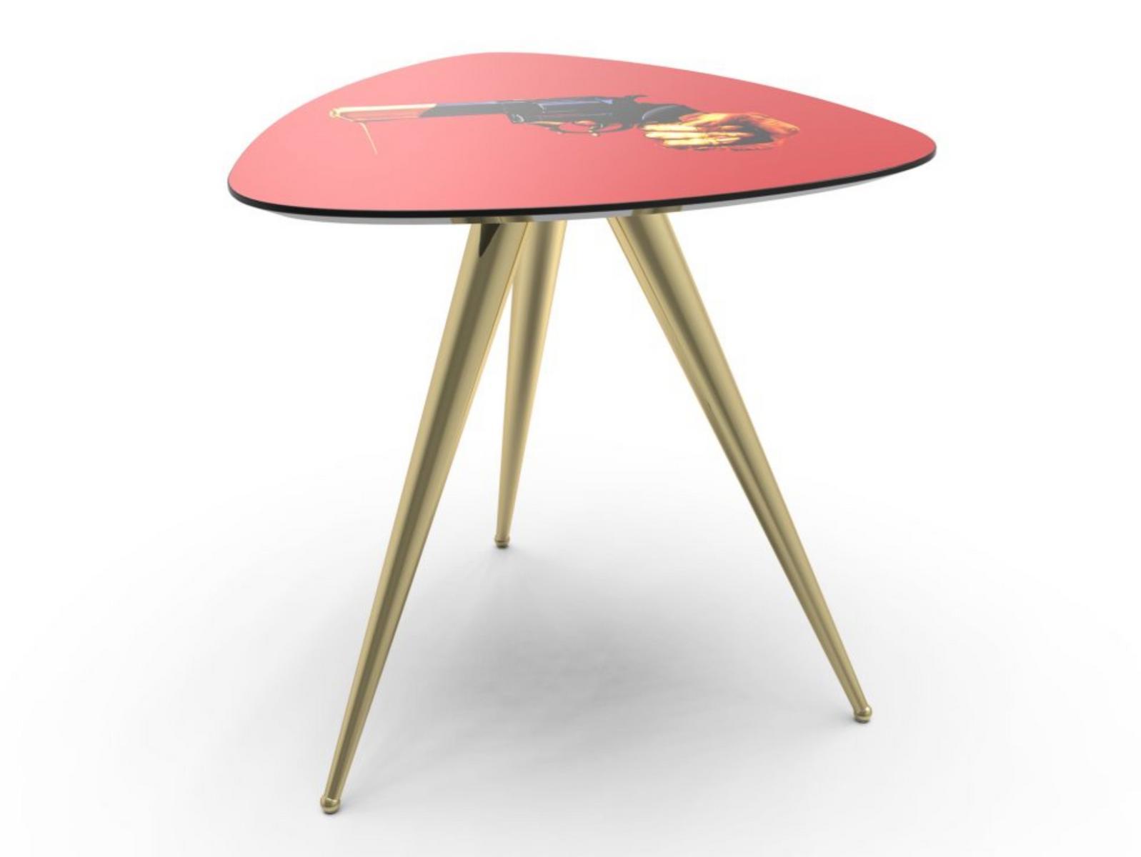 Triangular coffee table with MDF top and metal legs | Revolver by Seletti
